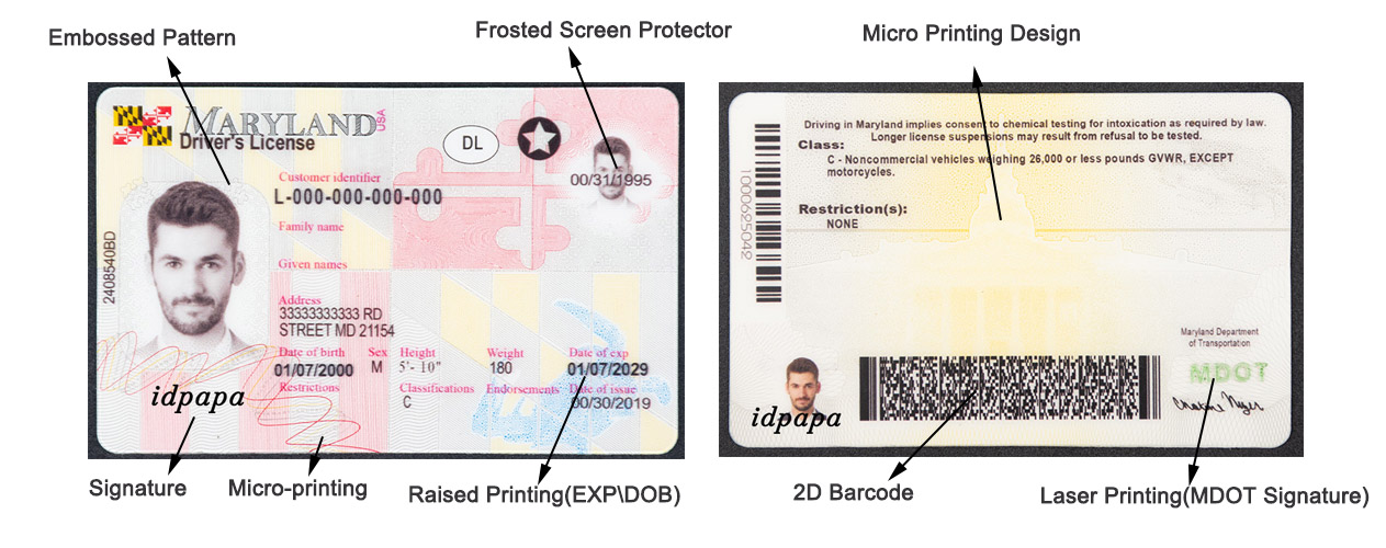 Maryland Scannable IDs Card fake id website at idpapa