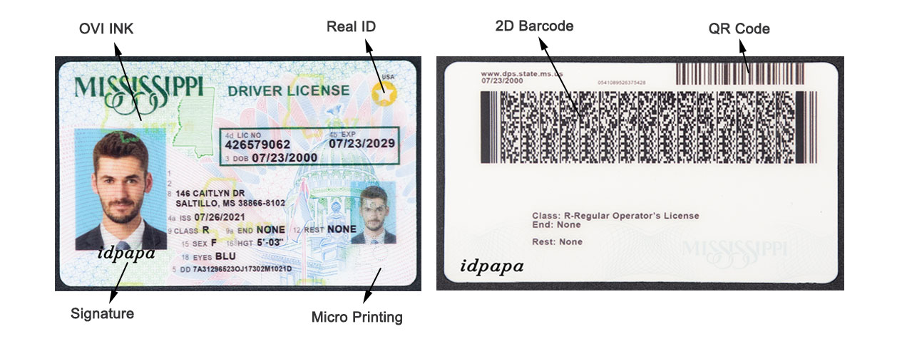 Mississippi Scannable Card Custom Mississippi Fake ID